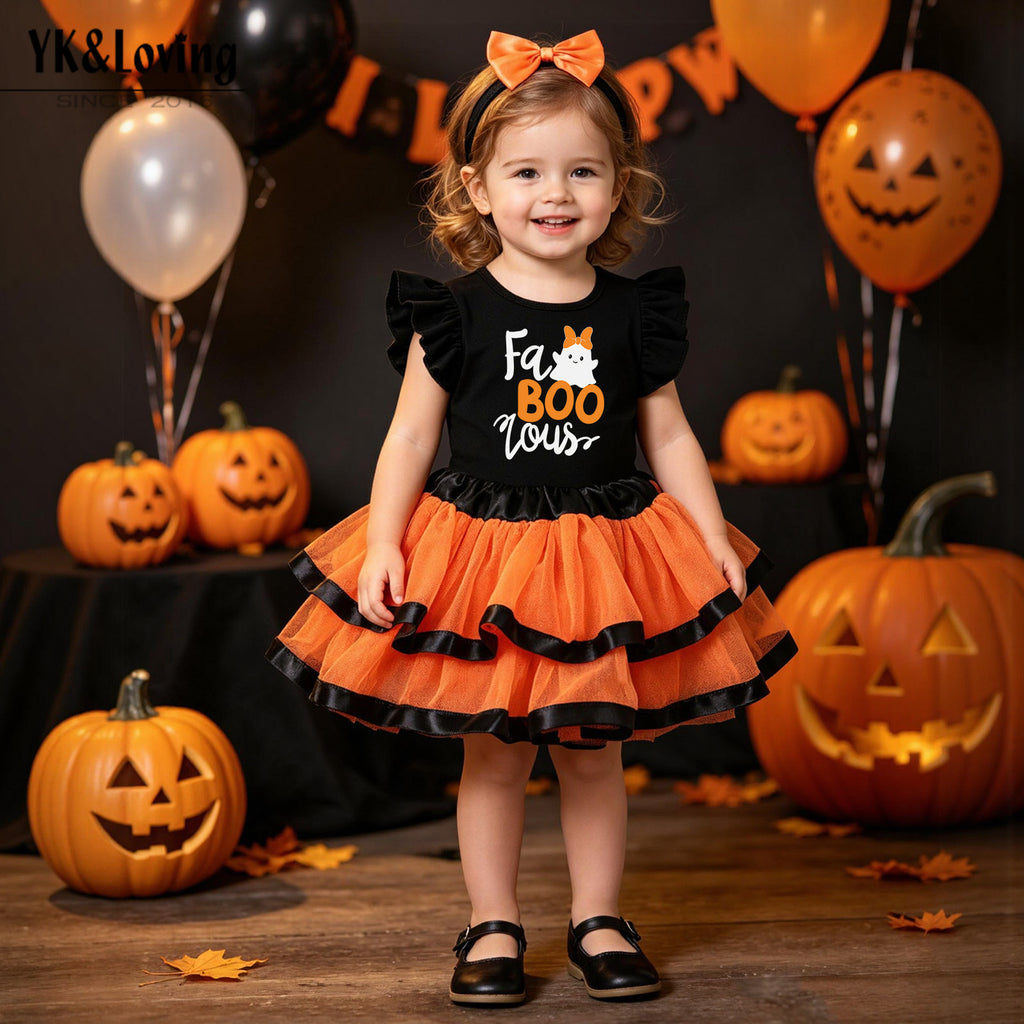Girls Ghost & Pumpkin Dress Set
