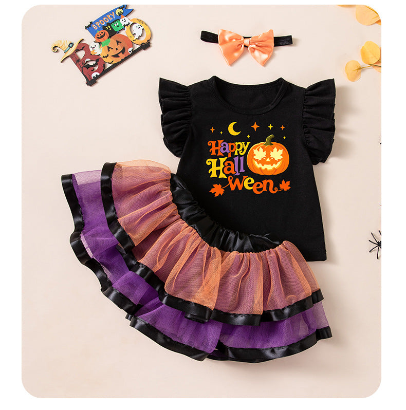 Girls Ghost & Pumpkin Dress Set