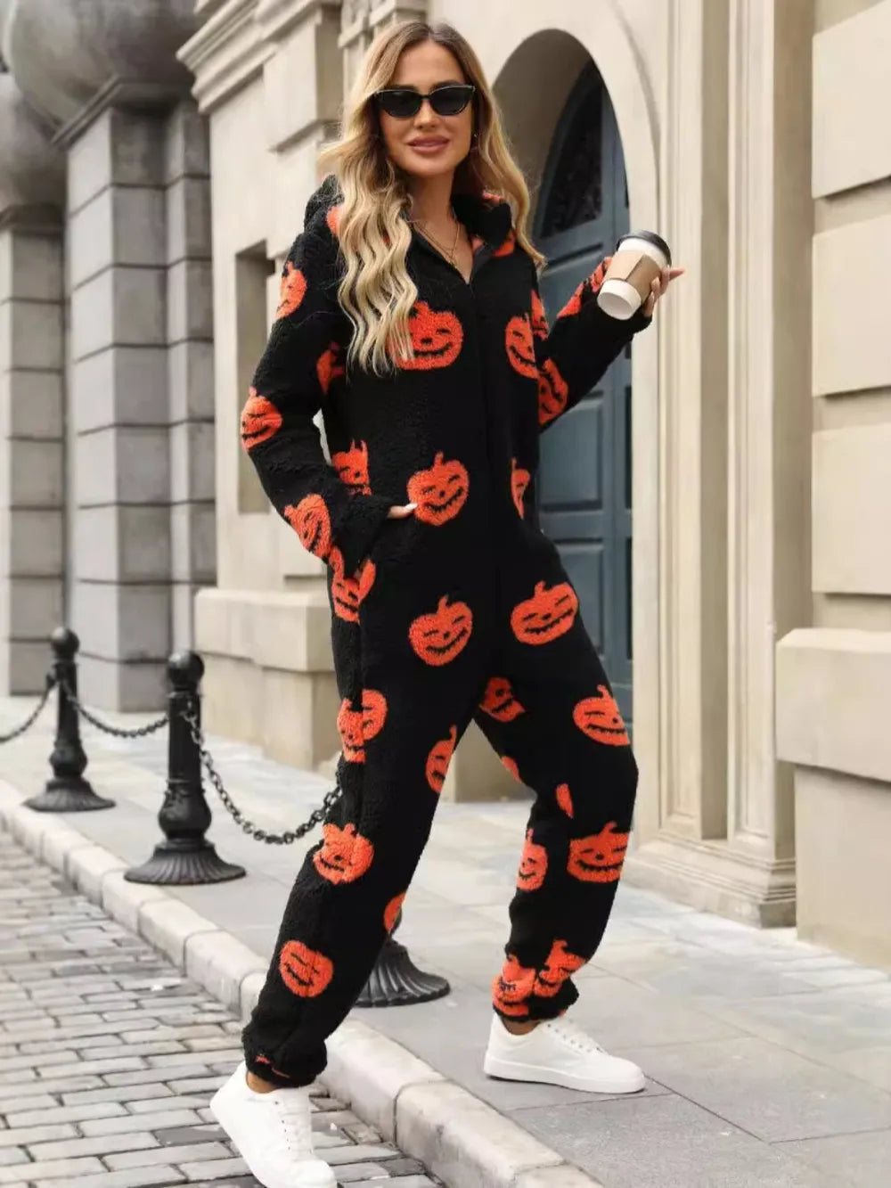 Pumpkin Half Zip Hooded Jumpsuit - photo 4