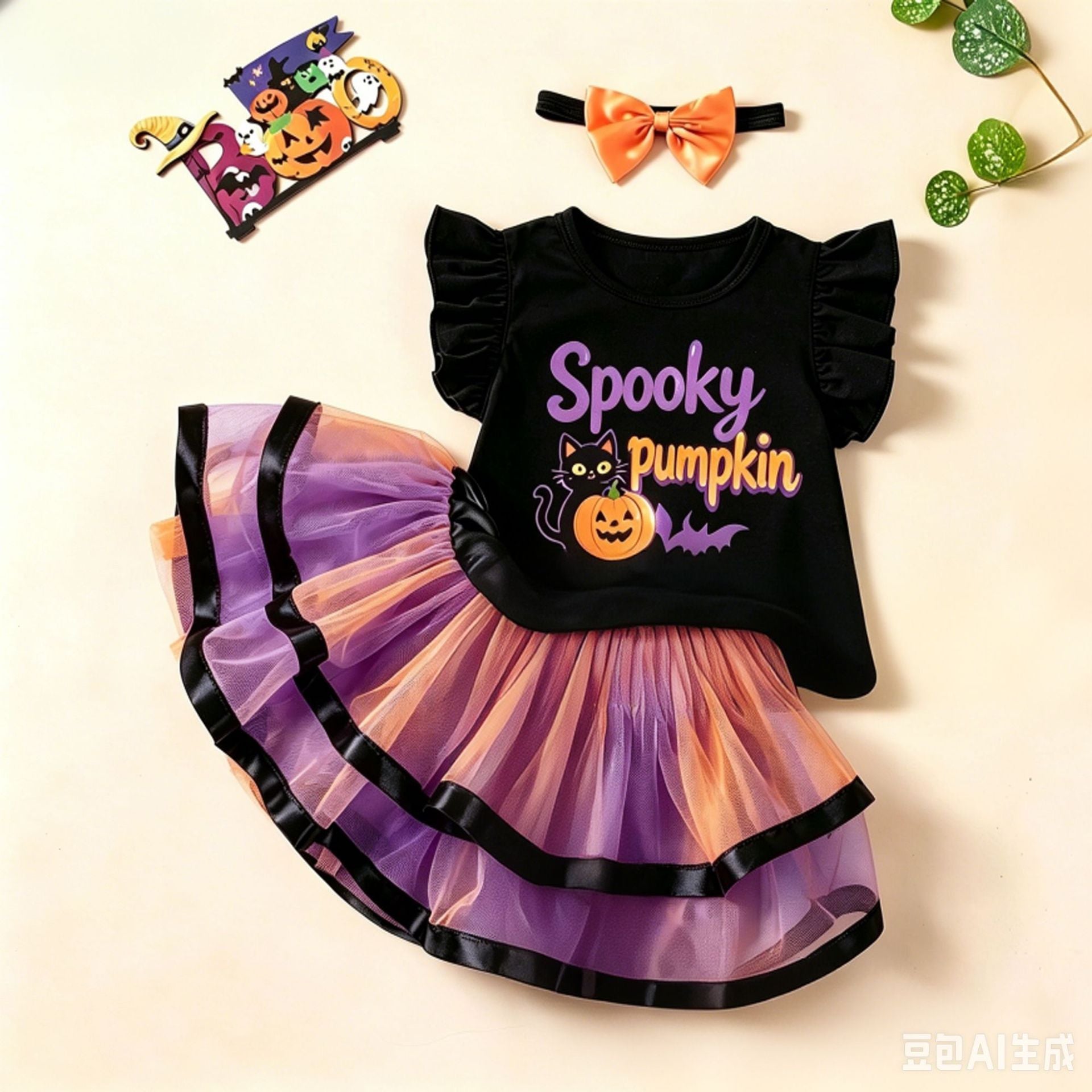 Girls Ghost & Pumpkin Dress Set