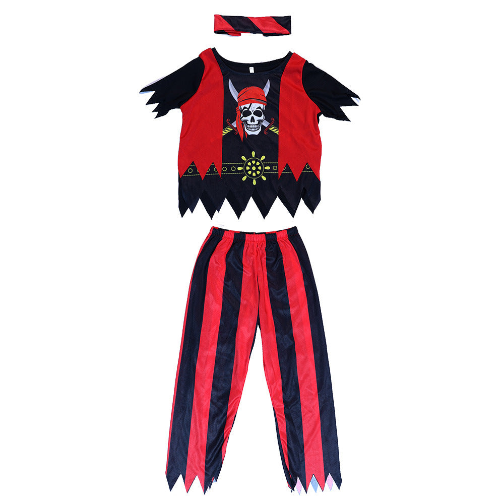 Kids Striped Pirate Captain Costume