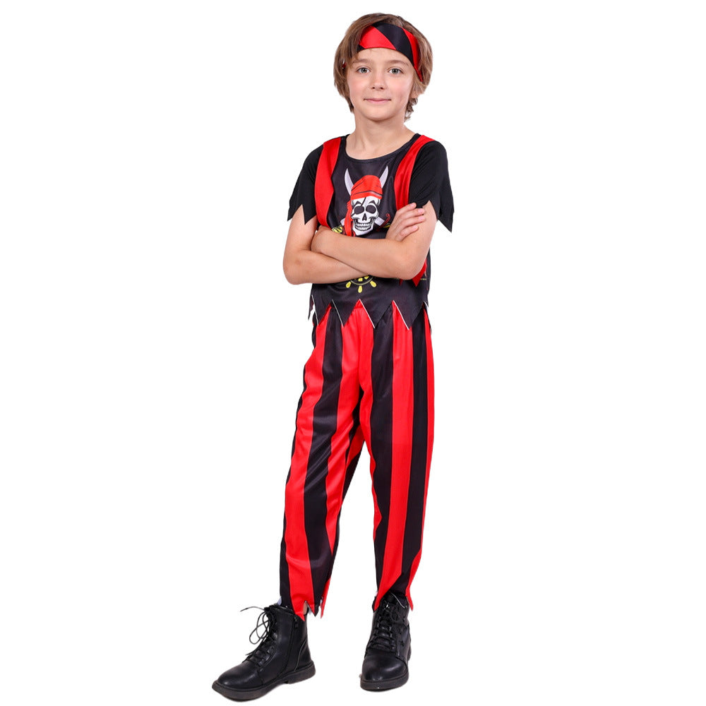 Kids Striped Pirate Captain Costume