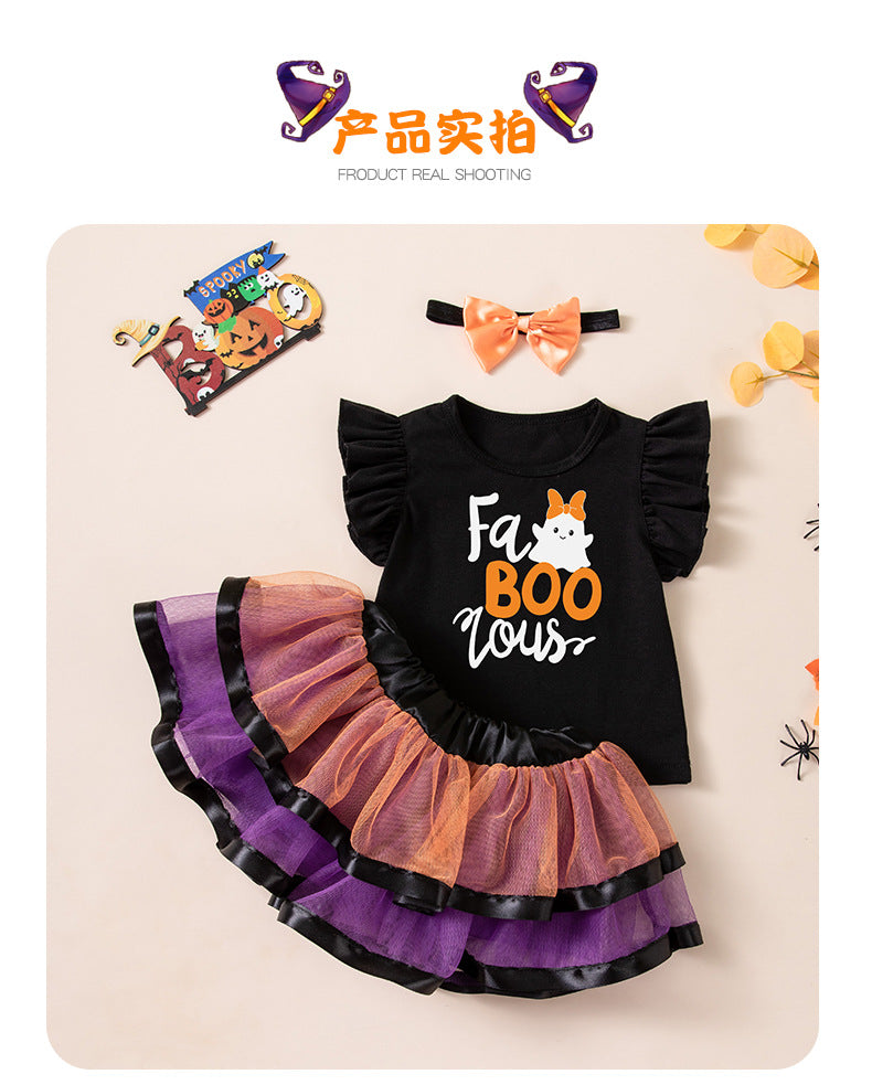 Girls Ghost & Pumpkin Dress Set
