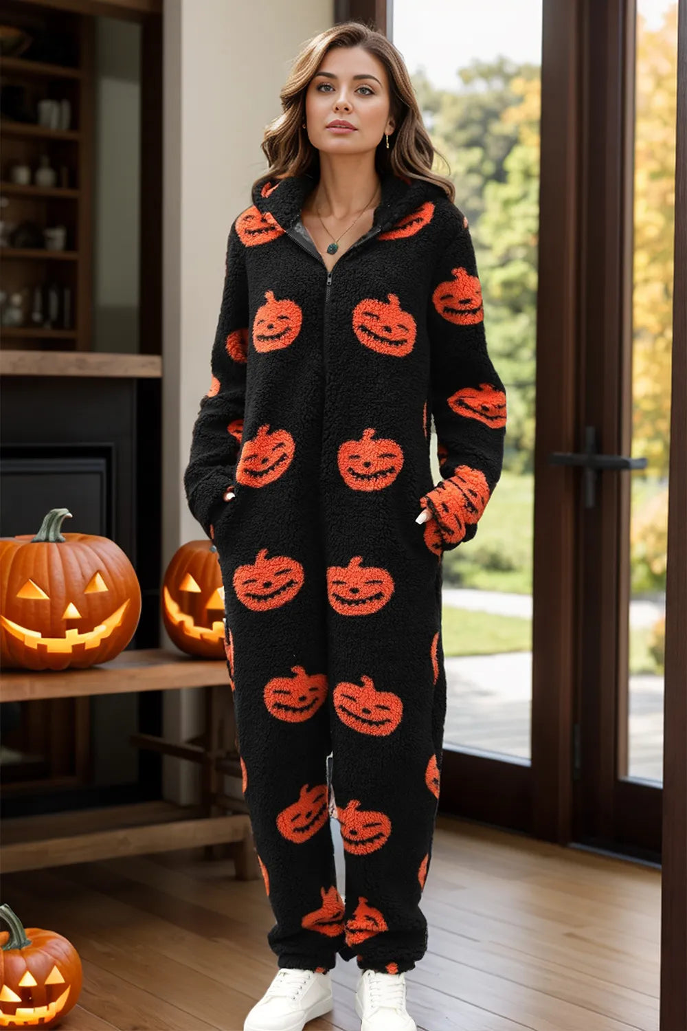 Pumpkin Half Zip Hooded Jumpsuit - photo 2