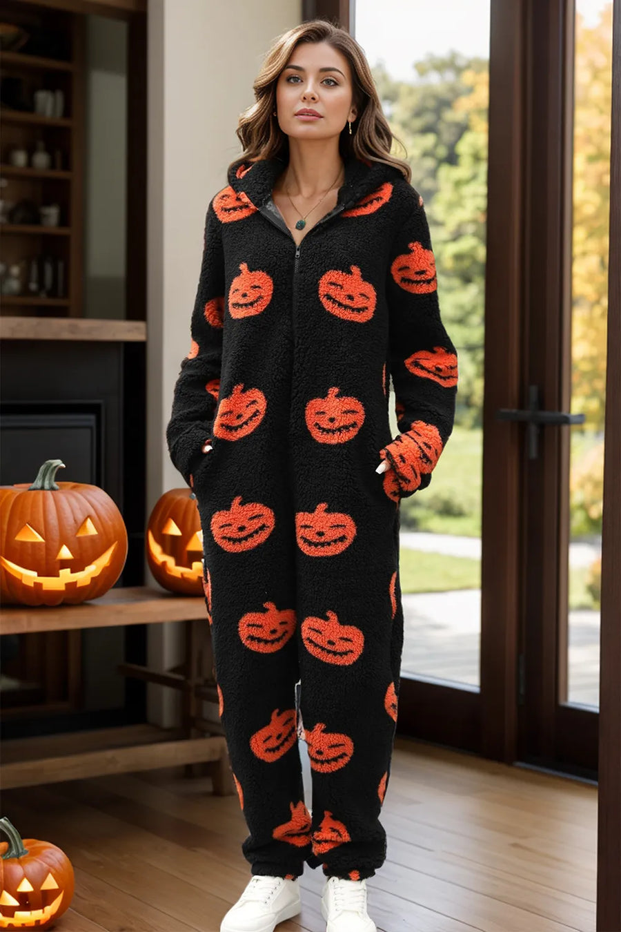 Pumpkin Half Zip Hooded Jumpsuit - photo 2