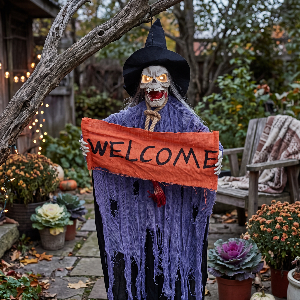 Hanging Skull Ghost Welcome decoration lifestyle photo