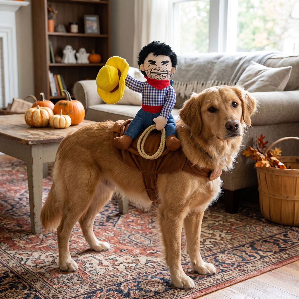 Cowboy Riding Dog Costume lifestyle photo