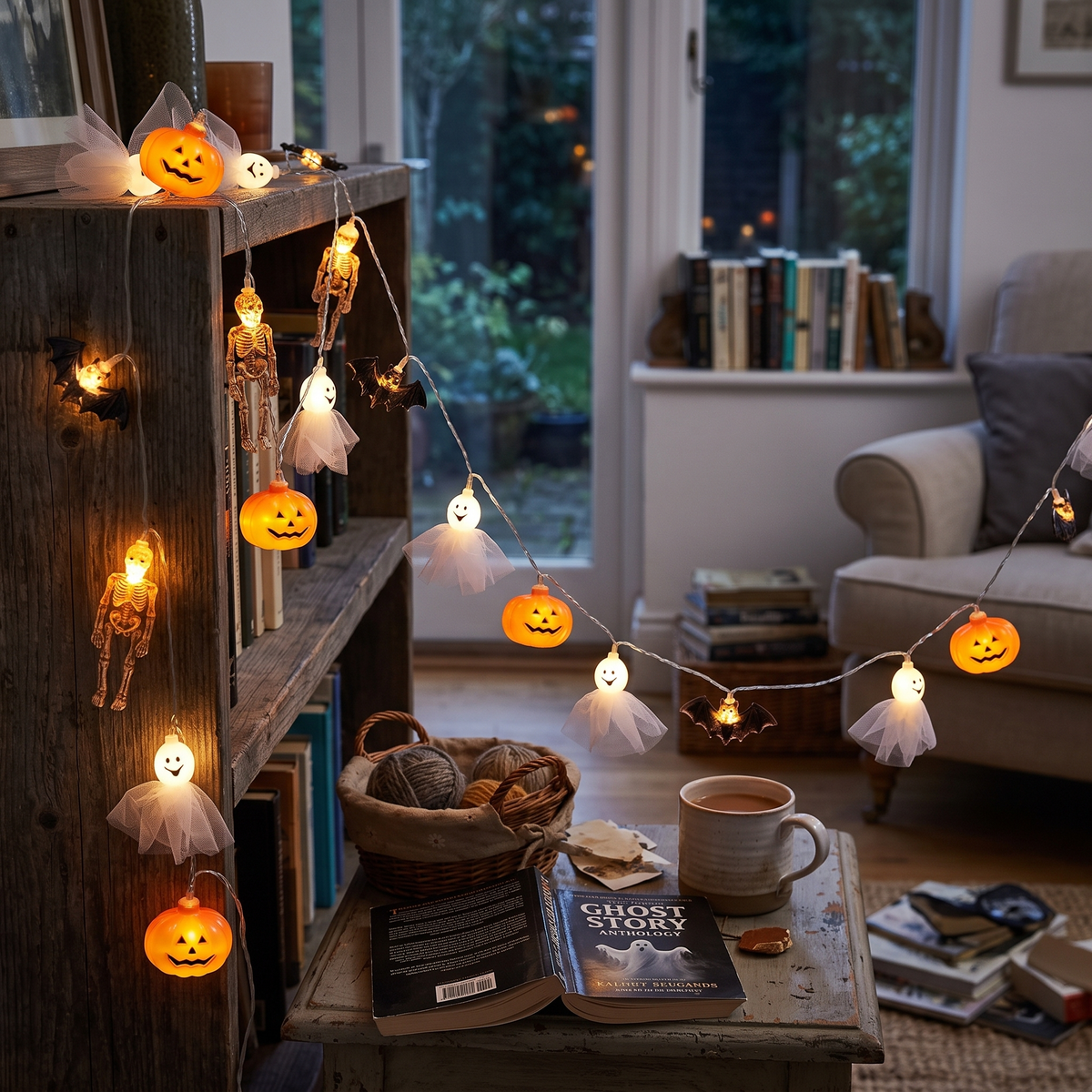 LED Pumpkin Ghost String Lights lifestyle photo
