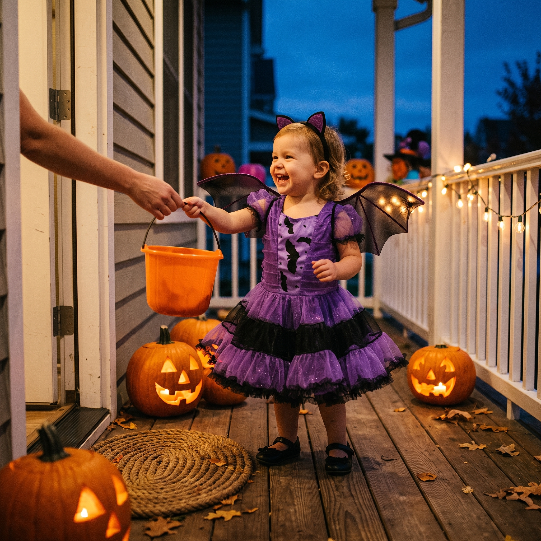 Toddler Witch Dress with Bat Wings lifestyle photo