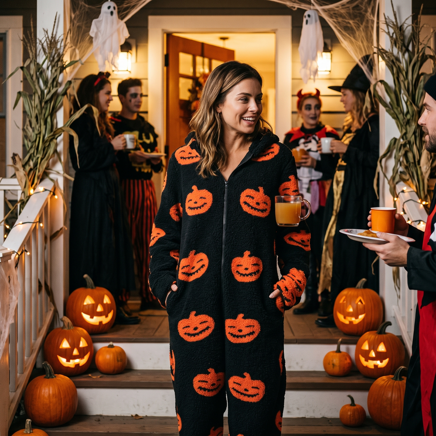 Pumpkin Hooded Jumpsuit lifestyle photo