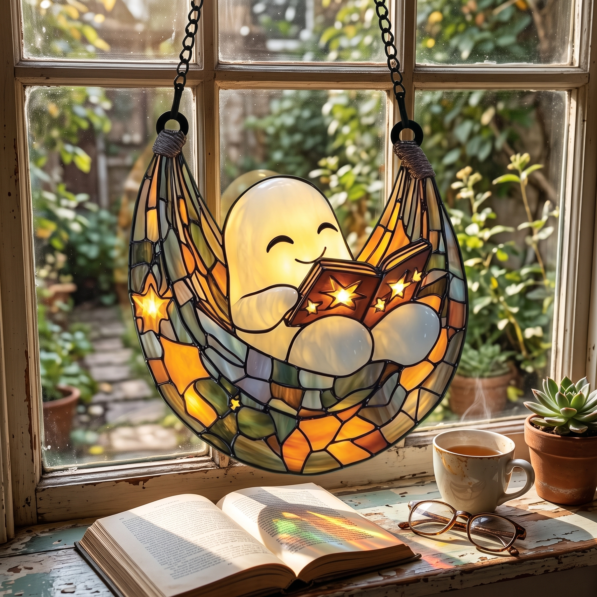 Ghost Reading Suncatcher lifestyle photo