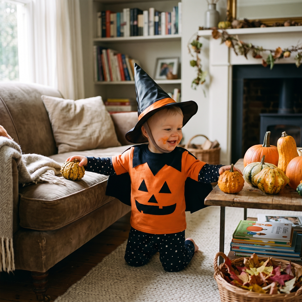 Baby Pumpkin Costume with Witch Hat lifestyle photo