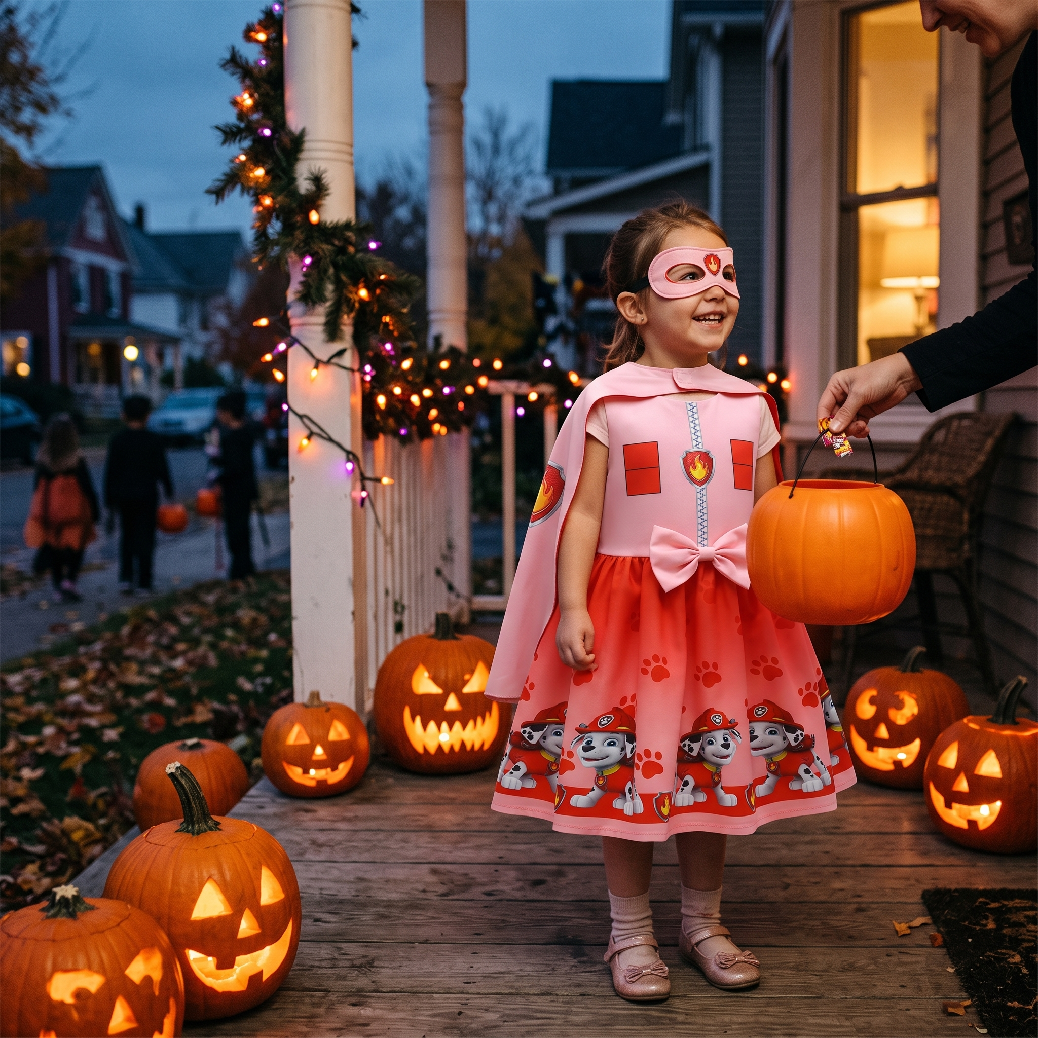 Girls Princess Dress with Cape and Mask lifestyle photo