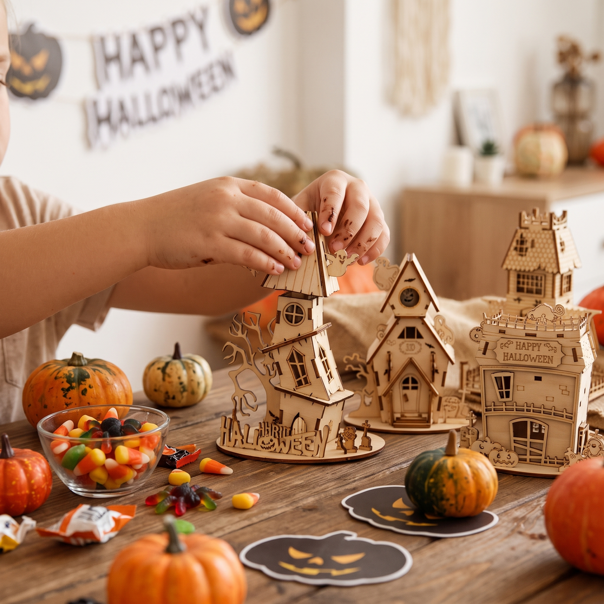 DIY Wooden Haunted House Puzzle lifestyle photo