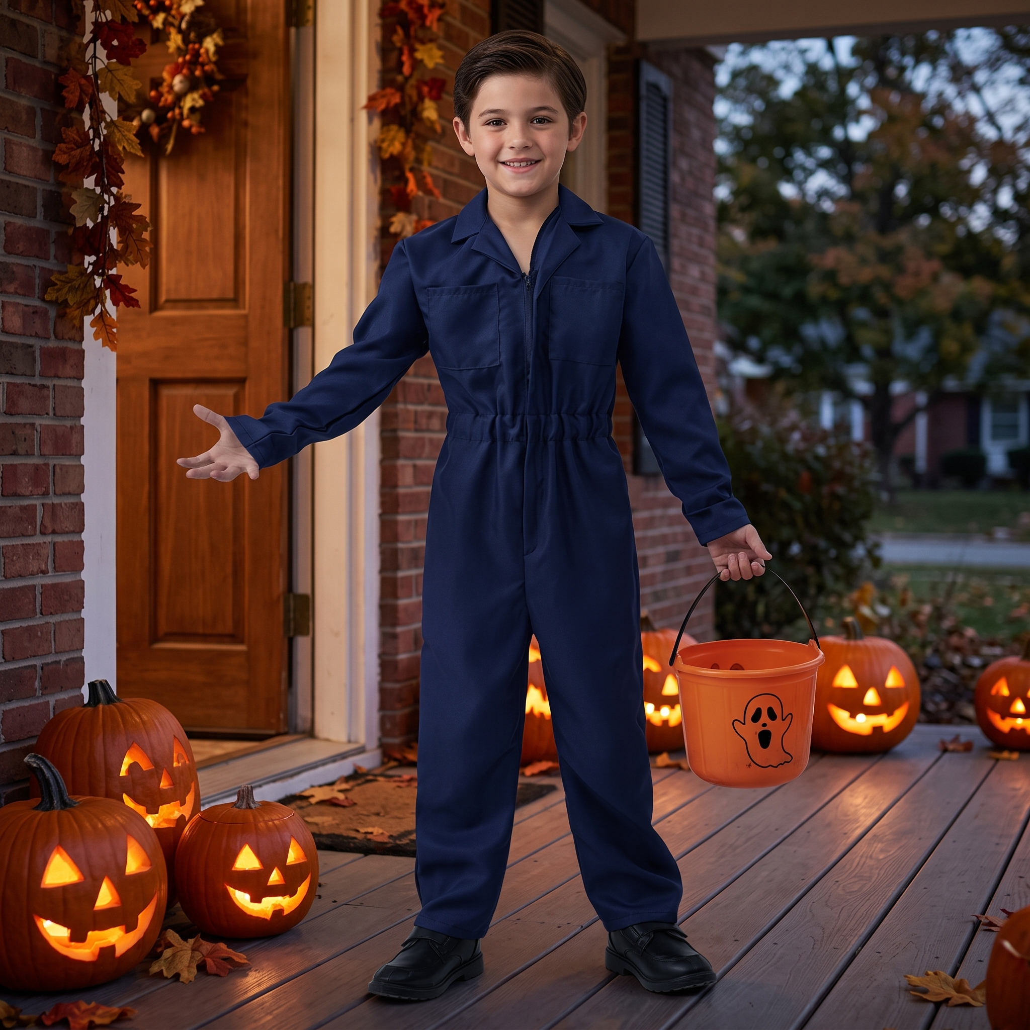 Kids Masked Slasher Costume coverall, mask sold as add-on